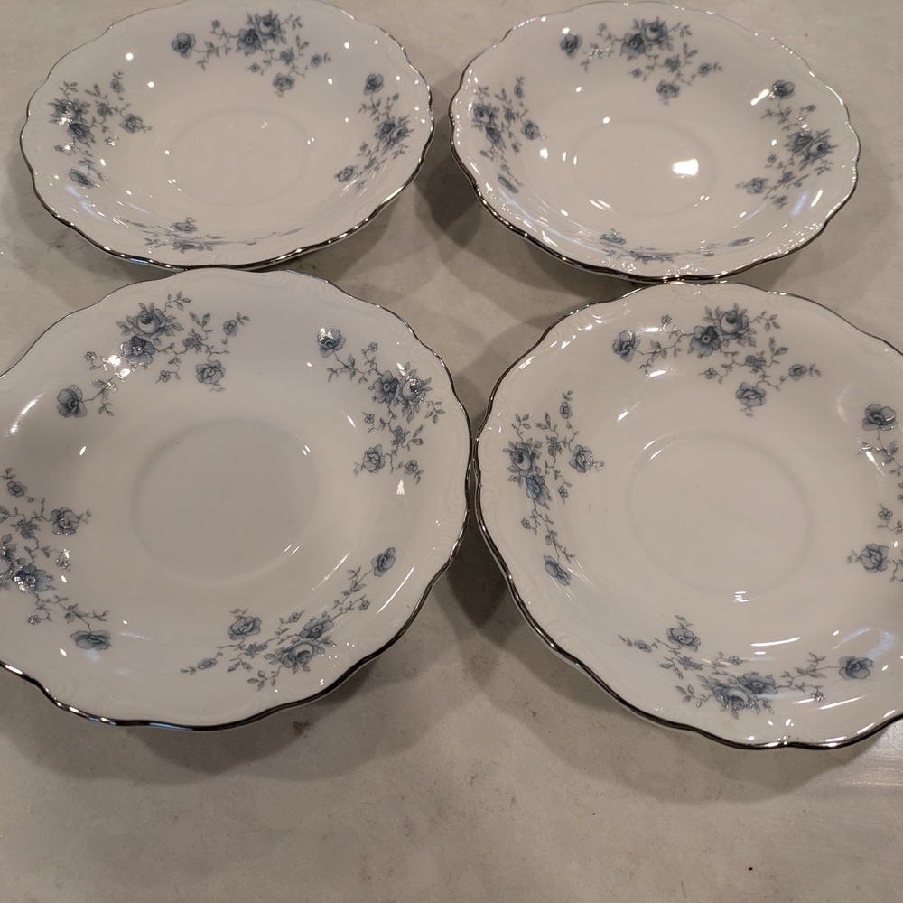 Elegant Floral Porcelain Soup Bowls - Set of 4